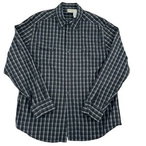 Stamp 10 Men XL Plaid Button Down Shirt Long Sleeve Cotton Black Outdoors Casual